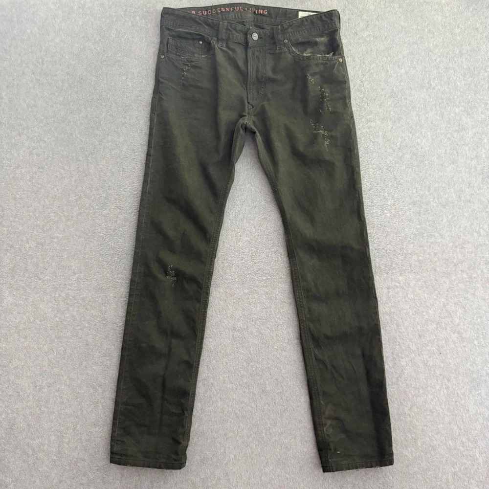 Diesel Thavar Slim Skinny Jeans Mens 31x32 Olive Green Distressed 0802K Italy